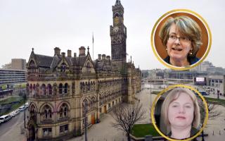 City Hall, and inset, councillors Susan Hinchcliffe (top) and Rebecca Poulsen