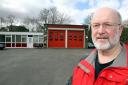 Councillor John Huxley outside Haworth Retained Fire Station