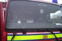 Picture shows damage to Haworth fire engine in Keighley yob attack