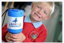 Four-year-old Tiernan Roberts, of Cullingworth, shows his support for the Airedale Hospital A&E campaign