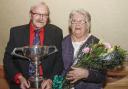 Lesley Robinson with her husband Keith, as the pair celebrate him winning the Sir Leonard Hutton Trophy in 2013