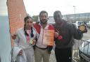 Young Keighley boxer Sabaa Hussain with her father Arif Hussain and trainer Leroy 