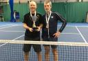 Andy Hutchinson (left) with his Scottish Open men’s over-55 silverware.