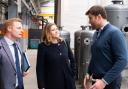 Penny Mordaunt, accompanied by Keighley MP Robbie Moore, in conversation during her tour of Byworth Boilers