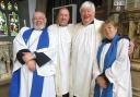 The Rev Anthony Bennett, second from left, and fellow clergy at his final service in the Worth Valley