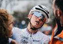 An exhausted Cat Ferguson after coming second in the junior women's race at the UCI Cyclo-Cross World Championships in the Czech Republic on Saturday.