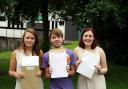 Among Oakbank School A-level students picking up their results were, from left, Katy Town, Anthony Garnett and Katherine Harris