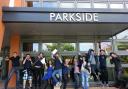 Parkside School pupils celebrate after receiving their A-level results