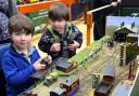 Timothy Driver, four, and William Driver , three, from Keighley at one of the layouts at Keighley Model Railway Club's annual exhibition