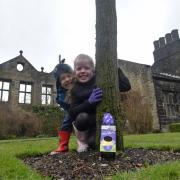 Easter Egg hunt at East Riddlesden Hall. Evelyn 7 and George Earnshaw 5 find theirs.
