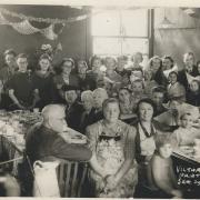 A VE party in 1945 on Market Street, believed to be in an upstairs function room.