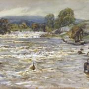 The River Wharfe in flood by Arthur Reginald Smith.