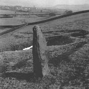 The 'murder stone' in its original location in the field off Cononley Brow
