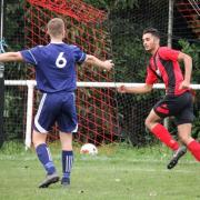 Former Campion striker Mo Qasim (right) is having a good season for Silsden, and he netted another two in their 4-0 win at Athersley Recreation over the weekend. Picture: Alex Daniel.