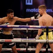 Ibrahim Nadim (left) in action during a win earlier this year against Jonny Phillips. Picture: Dave Thompson/Matchroom Boxing.