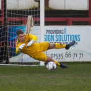 Fletcher Paley has played for Steeton before, but his return only lasted 70 minutes on Saturday. Picture: John Chapman.