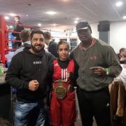 Sabaa Hussain (centre) had success at Valley Parade, as she won a Yorkshire belt earlier this month.