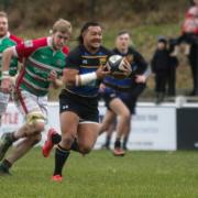 Hesitoni Fa's early try here for Salem put Keighley on the back foot, but they fought back to draw with their rivals. Picture: JT Sports Media.