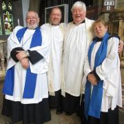 The Rev Anthony Bennett, second from left, and fellow clergy at his final service in the Worth Valley