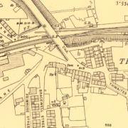 A map of Thwaites showing the Station Oil Works on the left
