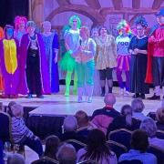 The cast on stage in last year's panto
