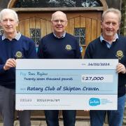 John Eddison, Colin Hargreaves and Peter Ripley – of Skipton Craven Rotary Club – with the cheque for Manorlands