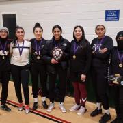 The runners up, Starlet, from the International Women's Day Five-a-side football tournament.