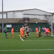 James Edgley  (pictured jumping to score a header) only netted his first senior goal the other week, and he grabbed another in Steeton's vital 4-2 win at Garstang on Saturday.