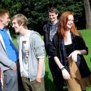 Students at Bingley Grammar School wait to find out their A-level results
