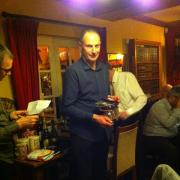 Joe Greaves receiving the Sid Peacock Memorial Trophy from the Bronte Wheelers