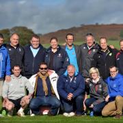 Visitors from the Danish, Swedish and Norwegian rugby football unions with coaches from the Yorkshire RFU at Parkside School, Cullingworth