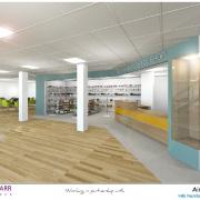 An artist's impression of what the completed shop will look like