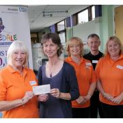 From left, Chris Tetley, Dr Meg Crossley, Kathy Myers, Geoff Finnerty and Kirstie Talbot at the cheque presentation for the hospital's new emergency department