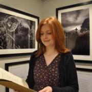Brontë Parsonage Museum arts officer, Jenna Holmes, with the Heathcliff Adrift exhibition