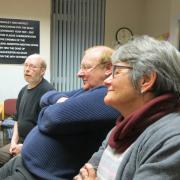 From left, among those present at the latest meeting of Airedale Writers' Circle are: Reg Barlow, Alan Cowling and Joan Nicholson