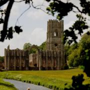 Visitors walking beside the River Skell at Fountains Abbey, North Yorkshire. Fountains Abbey. Picture by NTImages JohnMillar