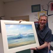 Jeremy Taylor demonstrated his distinctive seascape at Keighley Art Club