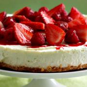 Strawberry cheesecake is prepared by Michelle