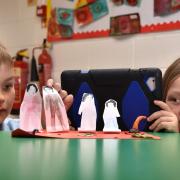 Young animators Henly Turner and Kaydie Rhodes from Thornton Primary are creating stop motion animation of the Bronte family