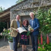 Sir Gary Verity, chief executive of Welcome to Yorkshire, pictured left with Brontë Parsonage Museum representative Rebecca Yorke and David Austin Senior Rosarian Michael Marriott. Picture by Welcome to Yorkshire