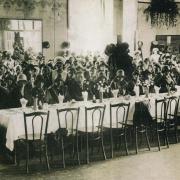 THESE employees of the Goose Eye Turkey Mill, about to enjoy a meal in an establishment with smartly-dressed waitresses, were presumably on a between-the-wars works outing.