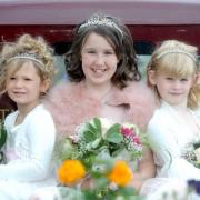 Gala queen Lucy Topham, 10, and attendants Francesca Hamer, 6, Lucy and Ellie Wakefield, 7