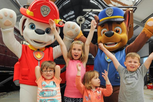 The Paw Patrol when they came to Oxenhope railway station to meet local children