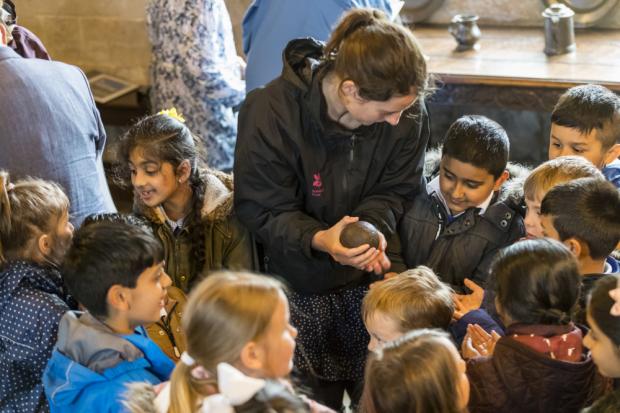 Children on a school trip at East Riddlesden Hall, West Yorkshire. Picture by National Trust IMages/Chris Lacey