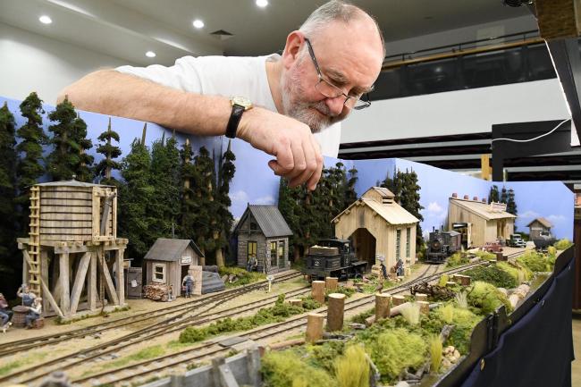 Charles Oldroyd with his Red Wood Lumber layout at the last club exhibition