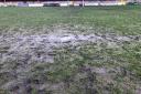 Cougar Park has been effected by Storm Ciara Pic @Steetonfc