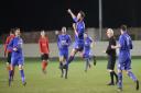 Westwood Park celebrate another goal in their Bradford FA Sunday Senior Cup semi-final victory over Tyersal Picture: Alex Daniel