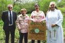 Pictured at the dedication are, from left, Cllr John Kirby, Patricia Thorne, Cllr Julie Adams and the Rev Dr Tracey Raistrick