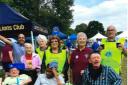Keighley Lions president Carole Ogden, centre, with guests at Doncaster Park