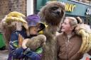 Shoppers meet giant and baby sloths in Keighley town centre (photo: Bob Smith Photography)